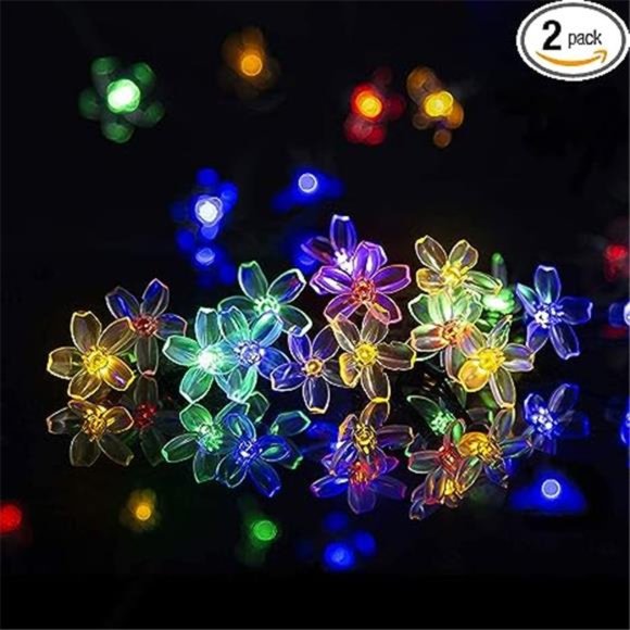 Solar Flower String Lights, 2 Pack Each 23ft 50LED Solar Fairy Flower Lights - Picture 8 of 8